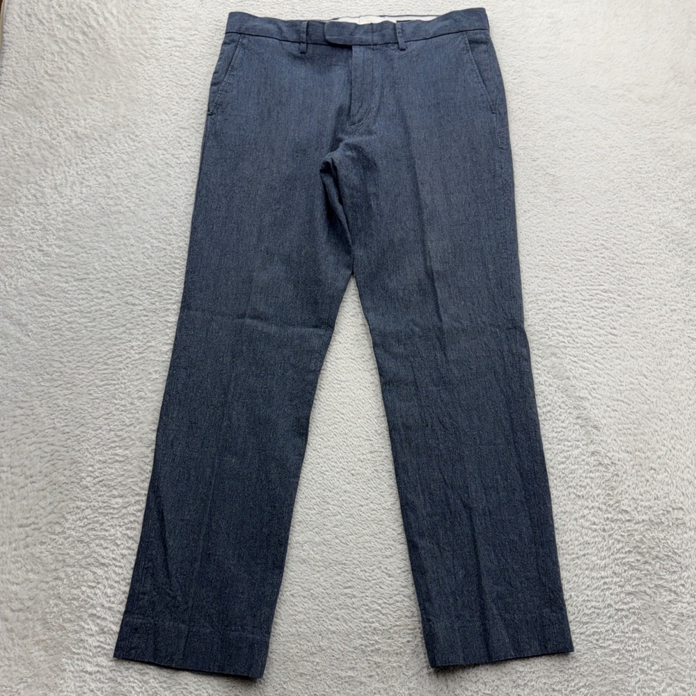 J.Crew Slim Bedford Blue Linen Cotton Blend Pants Mens 33x32 C2005 SP16